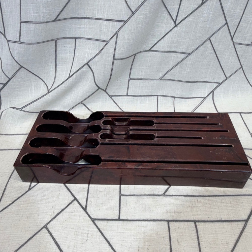 Cutco Knife Tray 15.5" Brown Marbled Vintage In-Drawer Cutlery Organizer 40